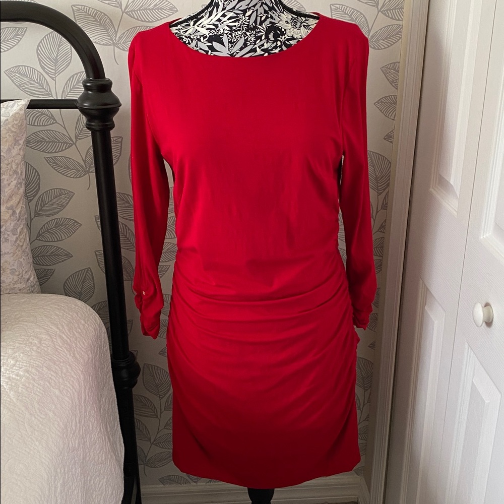 Women’s Cache’ red ruched holiday red dress